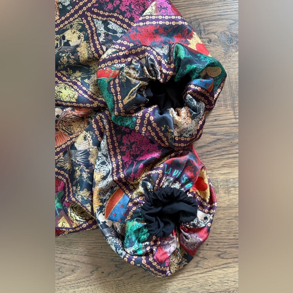NWT!ALDEN ADAIR Multicolor Graphic print balloon Sleeve belted mini Dress size L